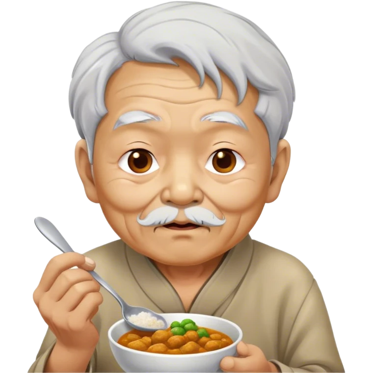 old asian man eating curry emoji