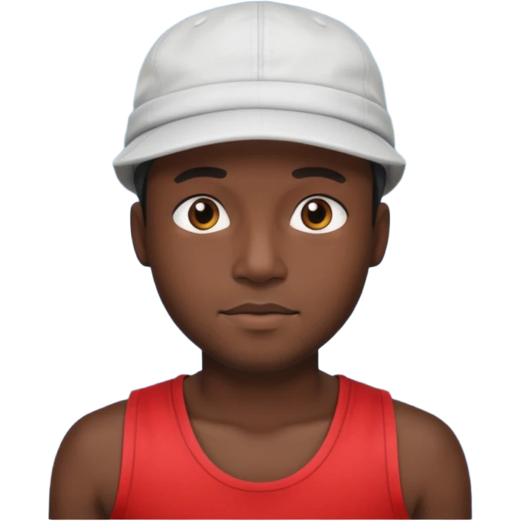 black guy with cap and red tank top emoji