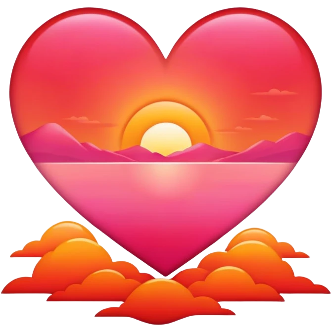 Heart with sunrise without sun emoji