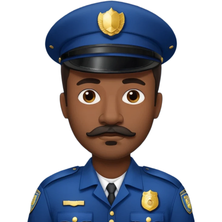 black men with mustache wear police's uniform emoji