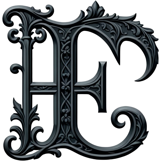 Black gothic Victorian , letter “F” of the alphabet emoji