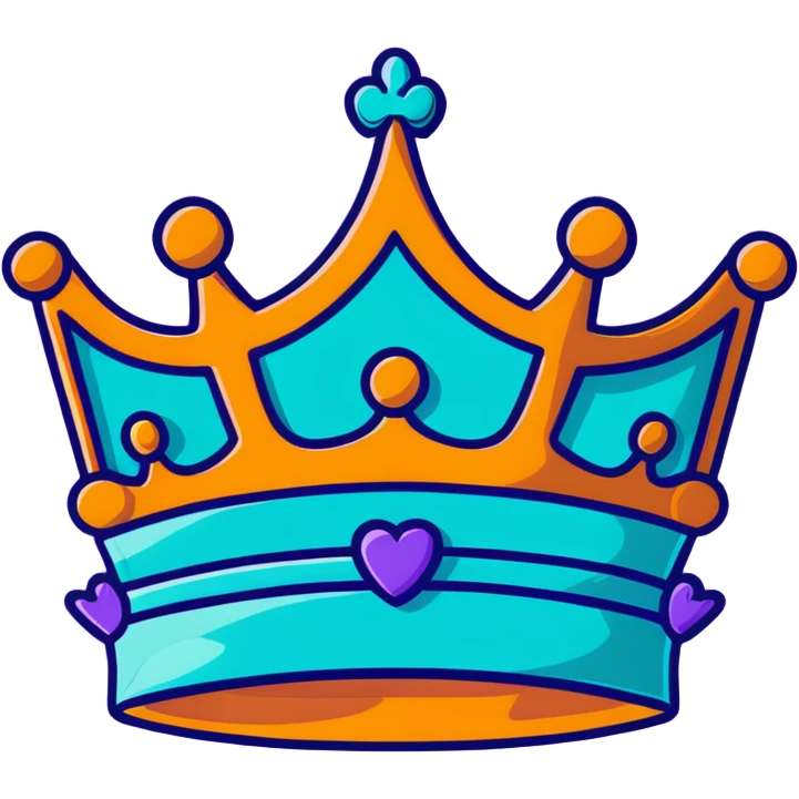 teal and orange royal crown emoji