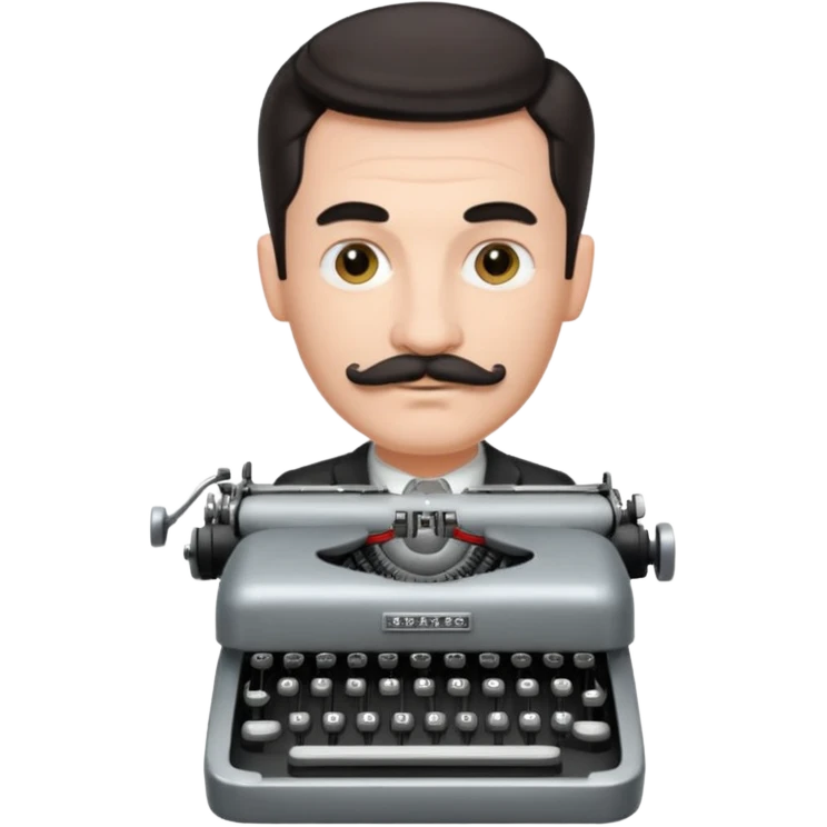 moustache man with vintage typewriter emoji