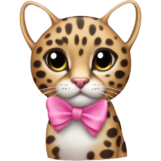 Leopard cat with pink bow emoji