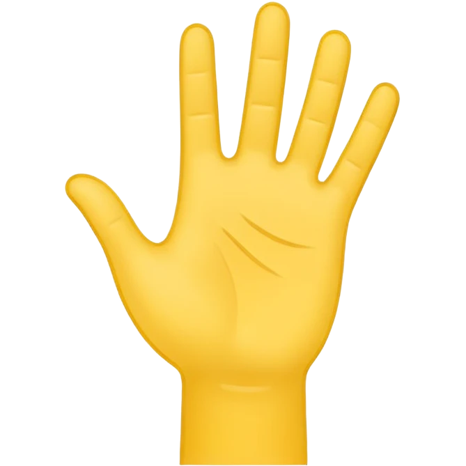 Graphic: 👋 Waving hand icon (white with yellow outline).
Animation: Hand waves back and forth.
Background: Transparent. emoji