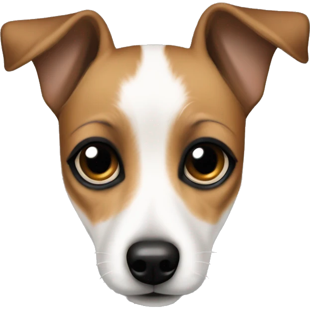 Small jack russel terrier with big dolly eyes, and as if a black eye liner on eyes emoji