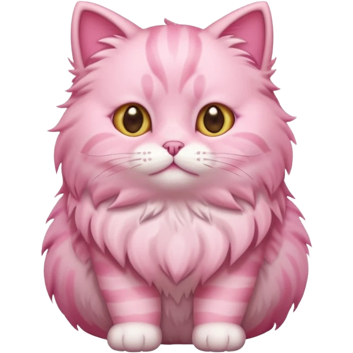 cute pink cat, full body. different body shape. emoji