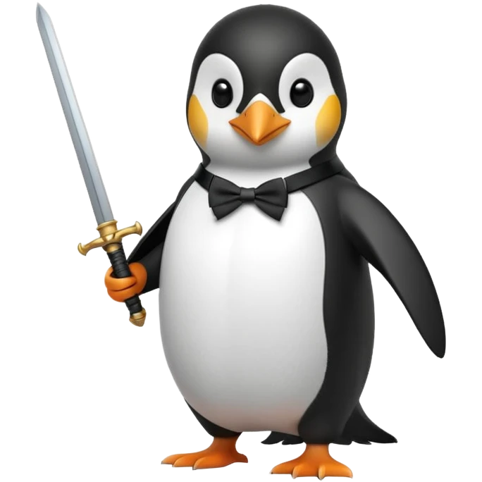 Penguin holding a sword emoji