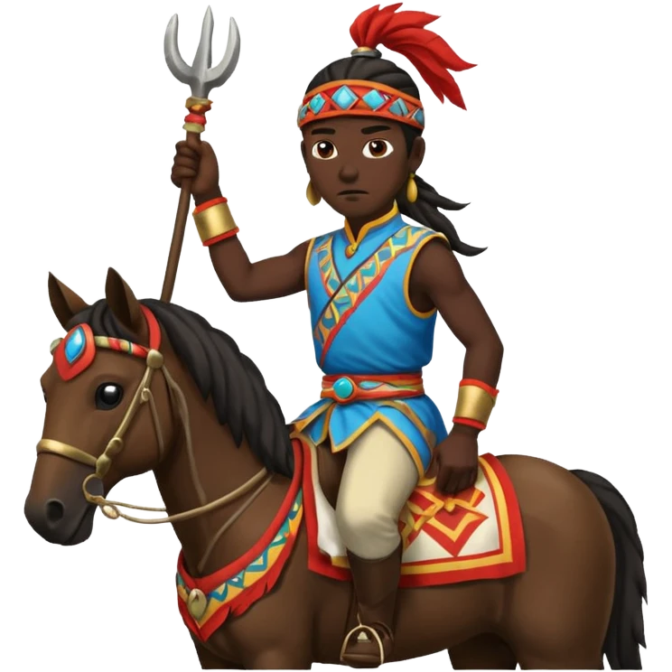 shaman riding horse wearing racing cloth black emoji