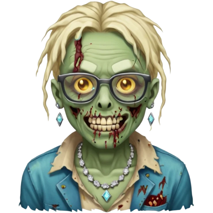 zumbi com grillz de diamante, com nudread e óculos quadrado emoji
