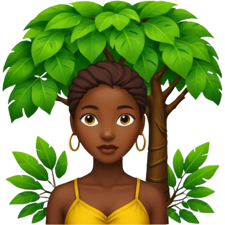 an ola woman with jungle tree emoji