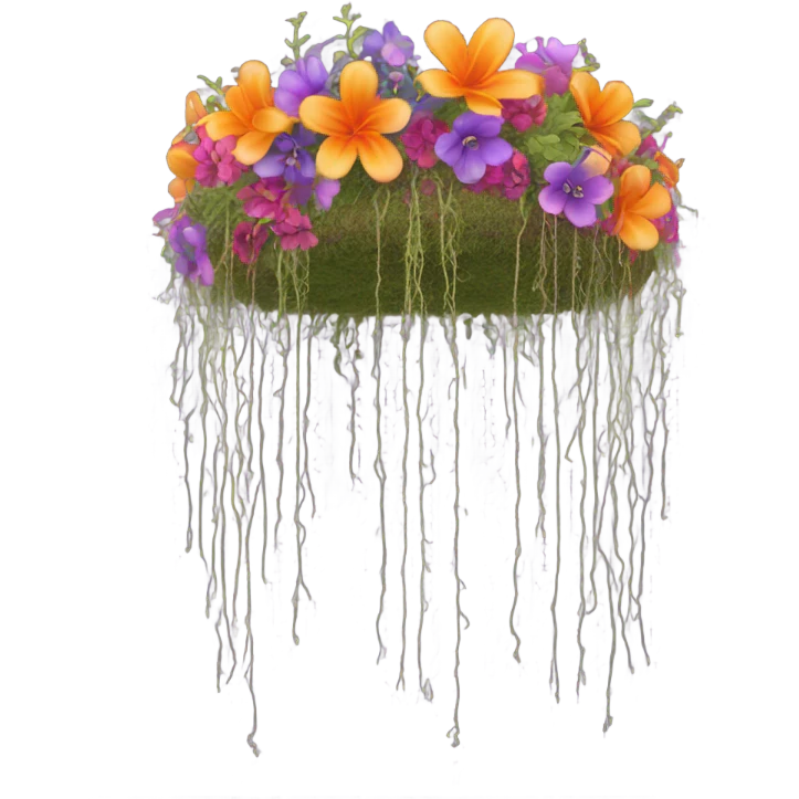 Crown with flowers and Spanish moss emoji