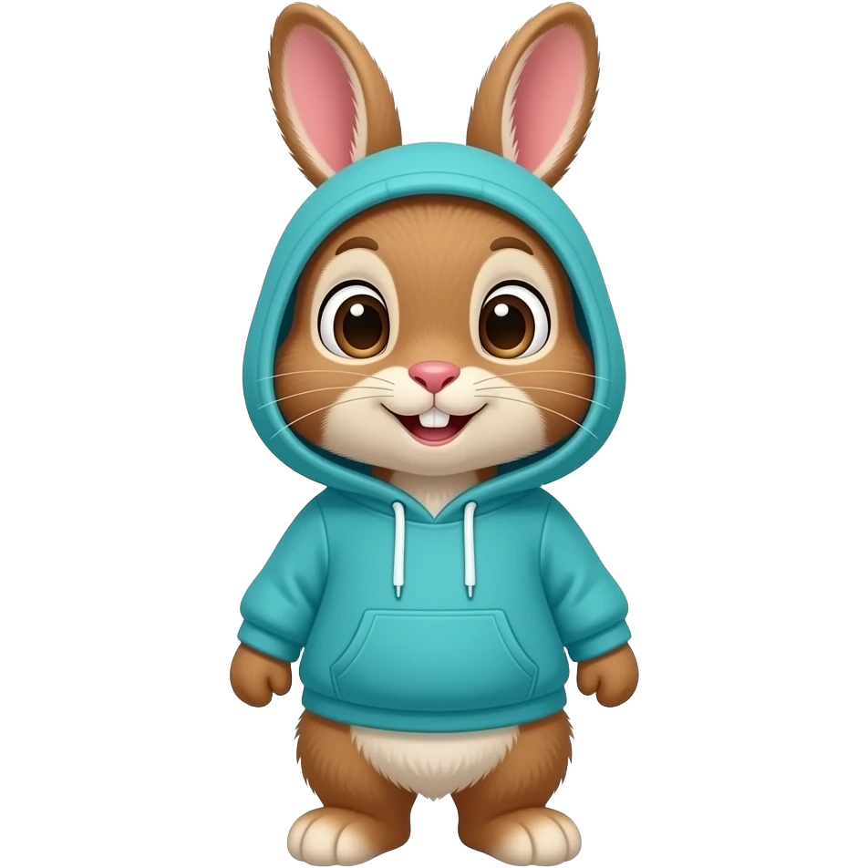 bunny with teal blue hoodie emoji