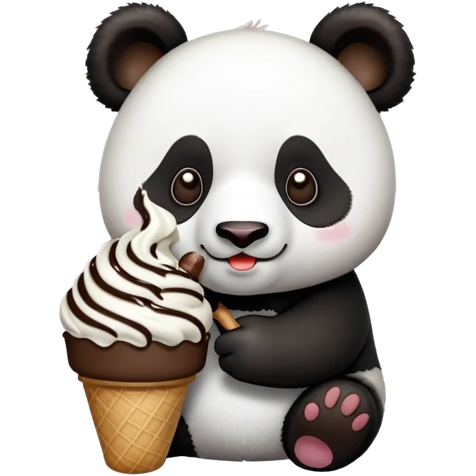 Panda eating ice cream emoji