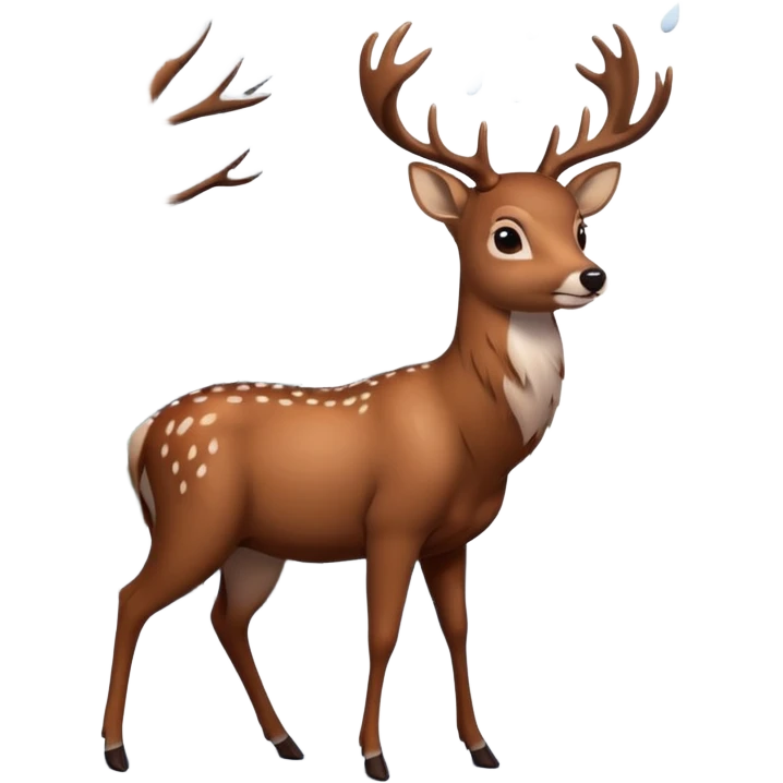 Ein Re das in einem Wald ist und es Schneit emoji