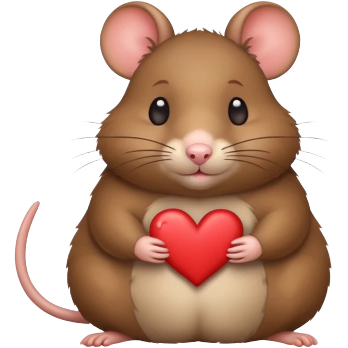 little fat rat with hearts emoji
