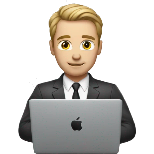 Agent007 WHITE MALE working on MacBook emoji
