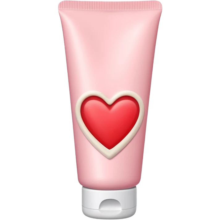 A pastel pink cream lotion tube with a red heart label on it emoji