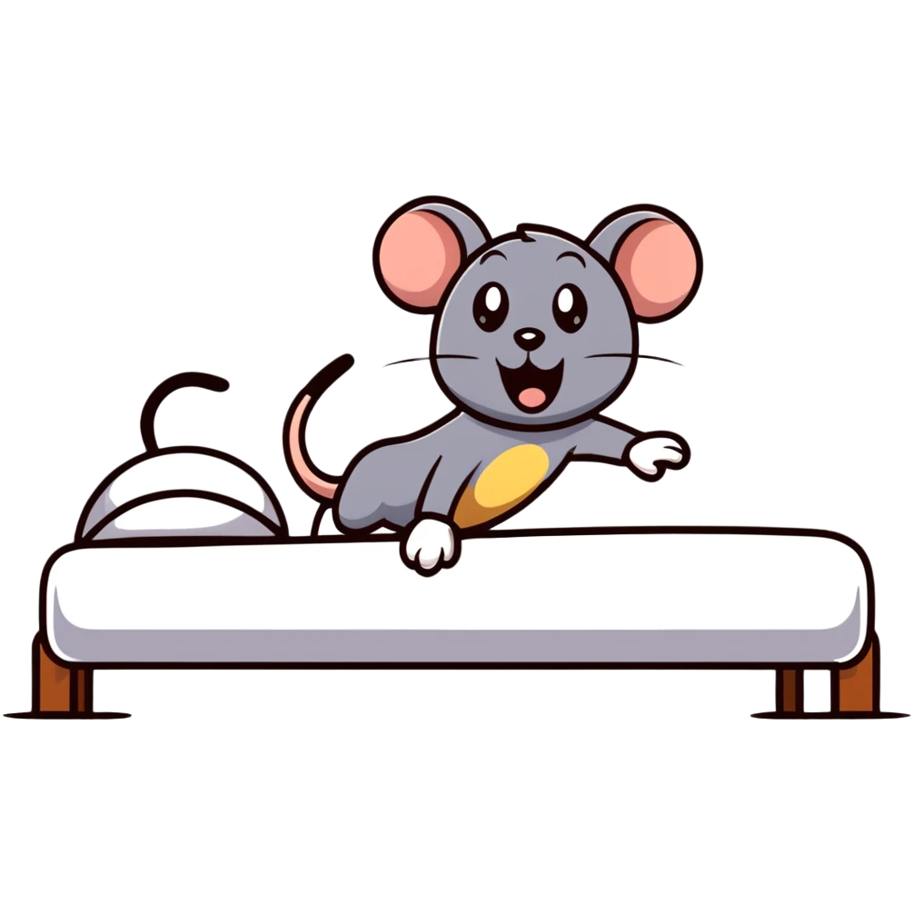 Jerry mouse jumping out of bed with a shocked face emoji