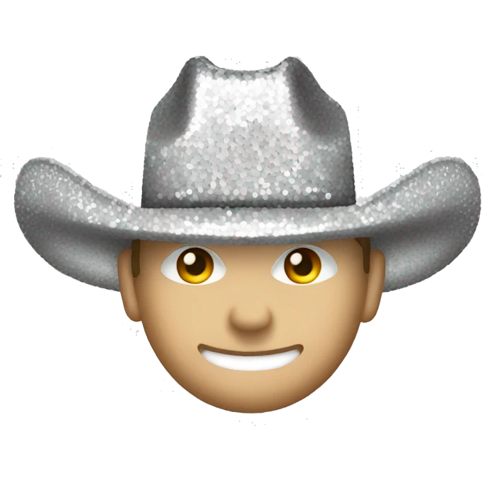 Silver sequin cowboy hat white emoji