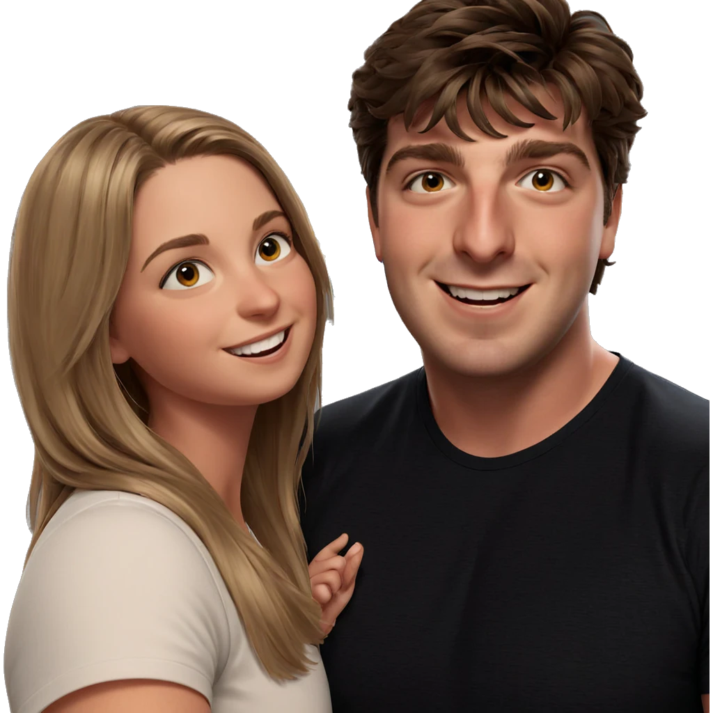smiling girl with boy indoors emoji