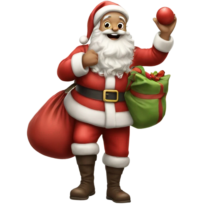 Hyper Realistic Santa waving and holding his sack emoji
