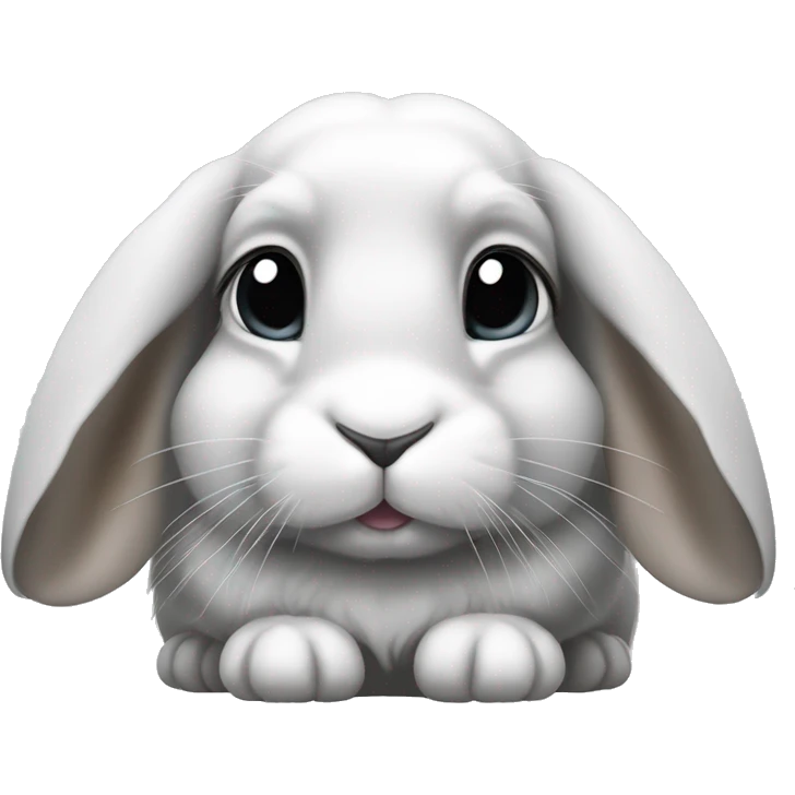 Mini lop eared rabbit, light grey with a white diamond on forehead between the eyes emoji