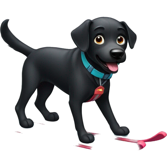 Black dog with skis emoji