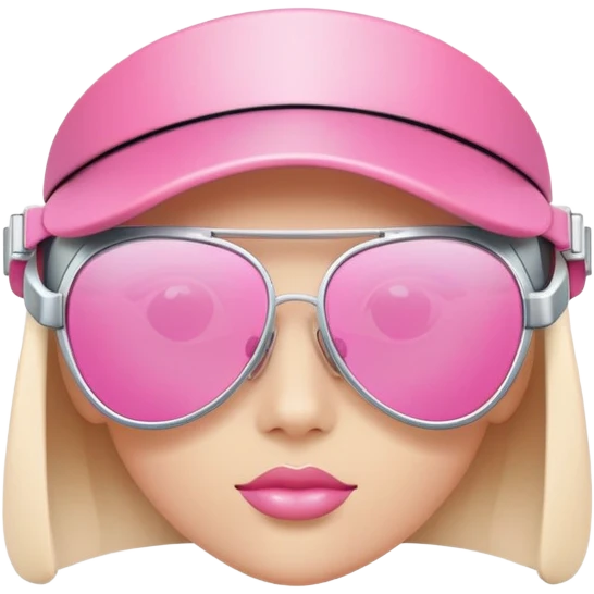 pink visor sunglasses with small decorative elements, fashion forward Y2K style emoji