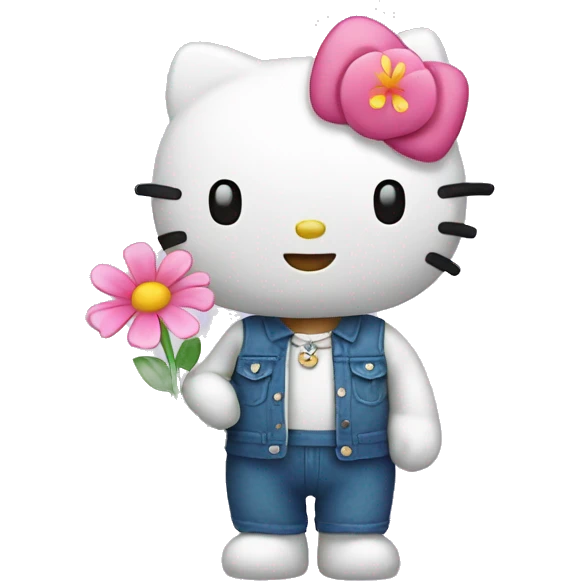 Hello kitty holding a flower emoji