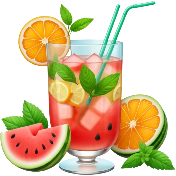 summer cocktail with lemon, watermelon, orange emoji