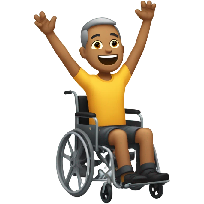 legless man in wheelchair cheering emoji