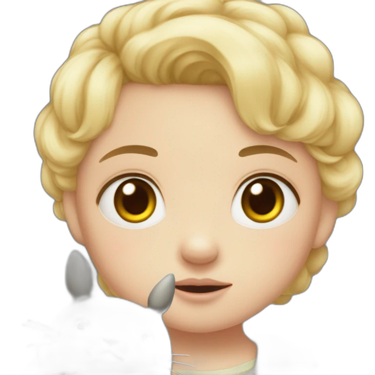 Tête bébé fille blonde avec une peluche Totoro  emoji