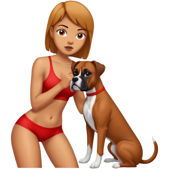 Gonger girl with boxer dog emoji