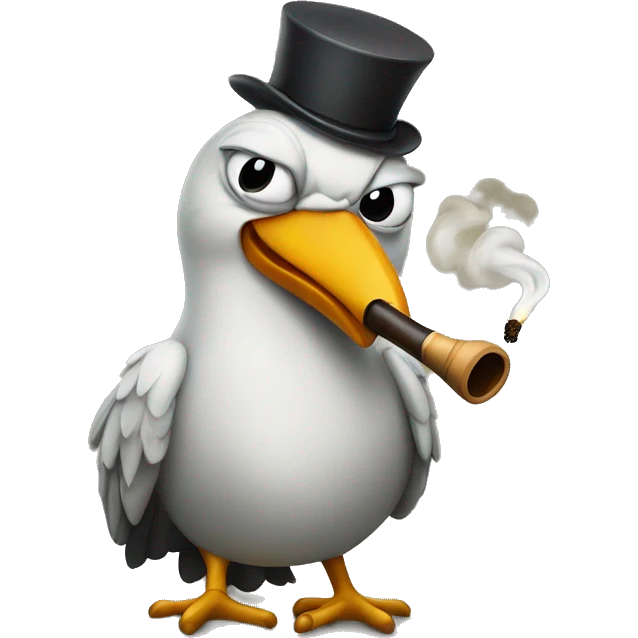 Snarky bird smoking a pipe emoji