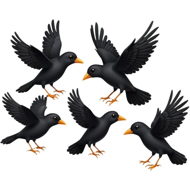 Flying in one line multiple black birds emoji emoji