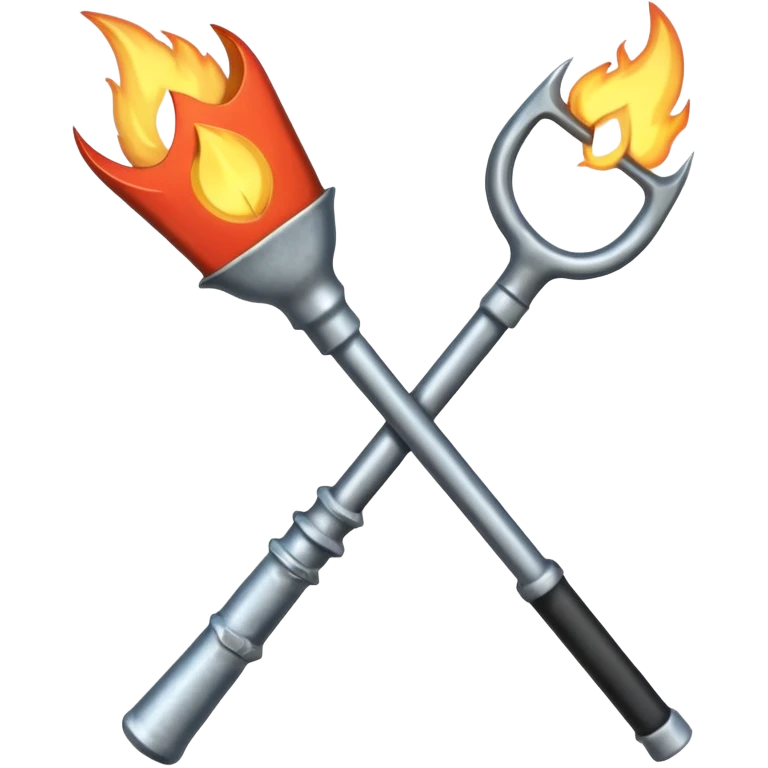 a three pronged pitchfork and a torch in an x formation emoji