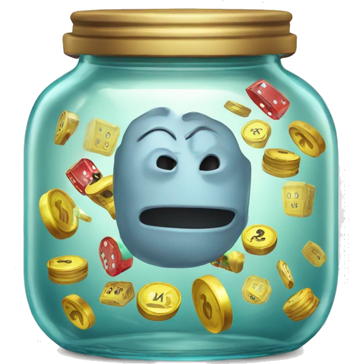 Anthropomorphic glass jar playing slots emoji
