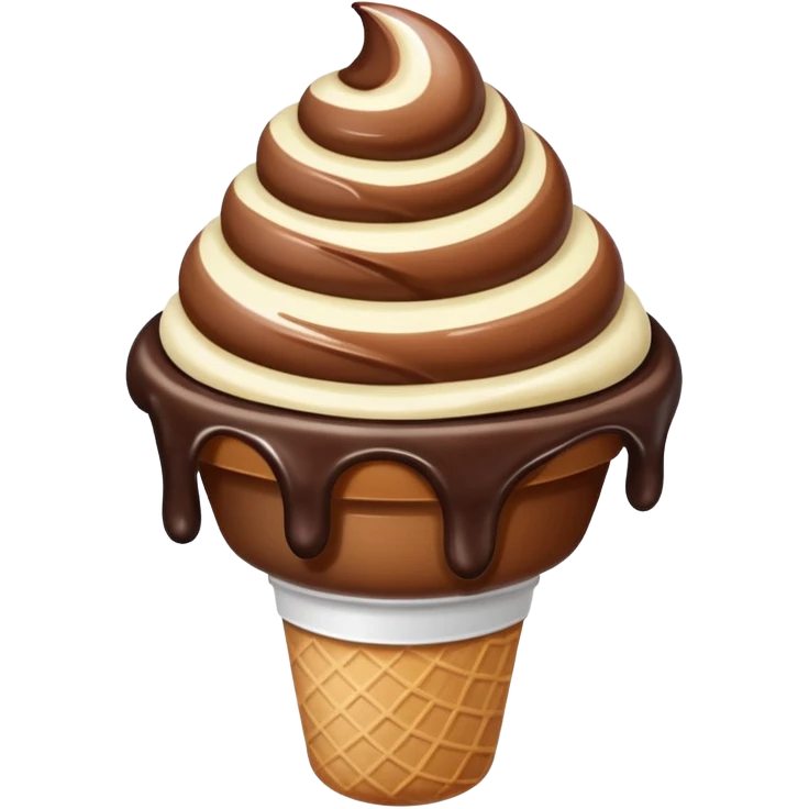 melted white and dark chocolate ice cream emoji