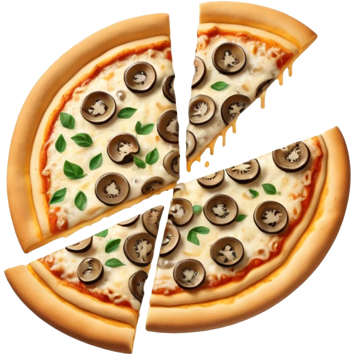 Cheese and sliced Mushroom pizza no leaves  emoji