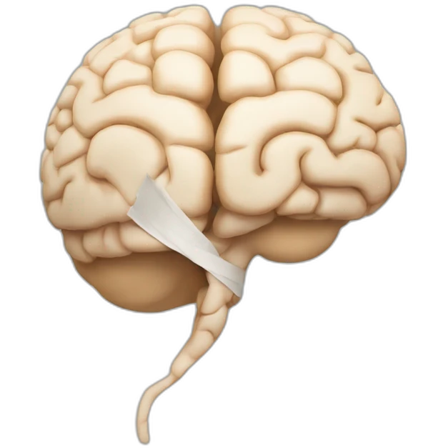 brain with a bandage stuck on the side of it emoji