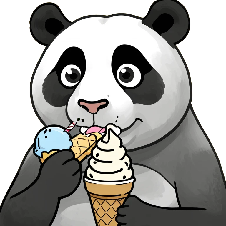 Panda eating ice cream emoji