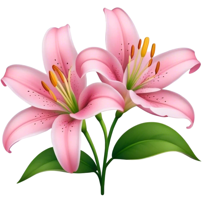 couple of lily flowers with baby pink emoji