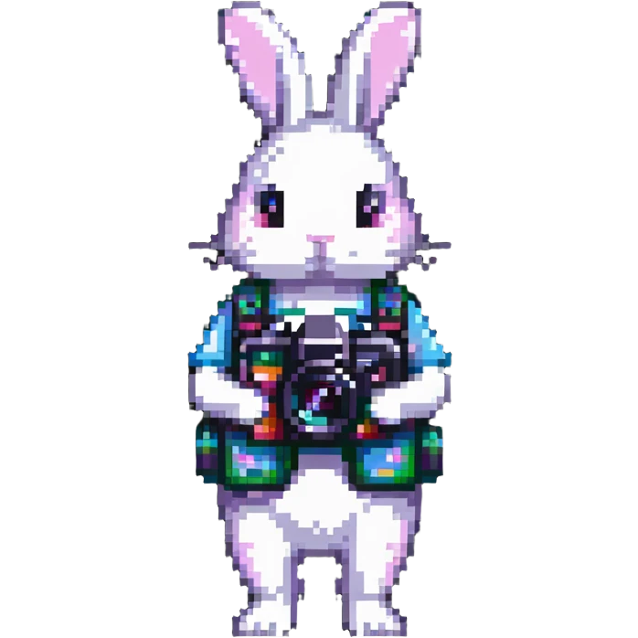 bunny holding digital cameras emoji