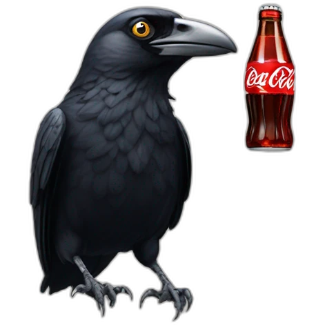 Corbeau noir qui boit du Coca-Cola emoji