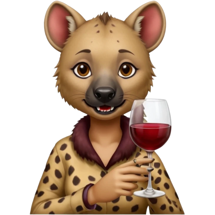 female hyena with glass of wine emoji
