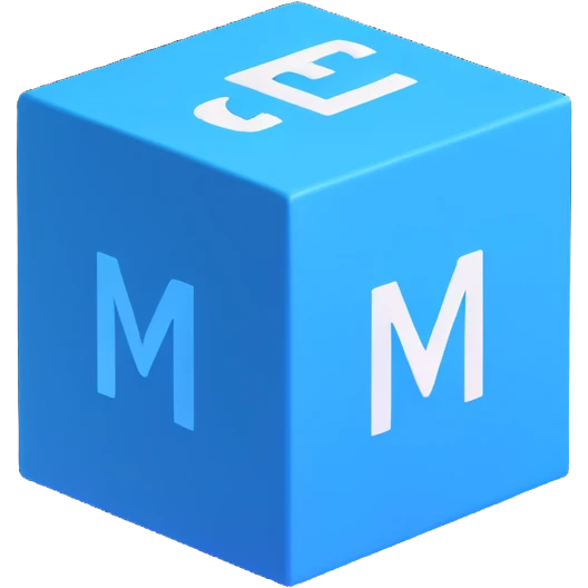abstract blue and white 3D cube logo emoji