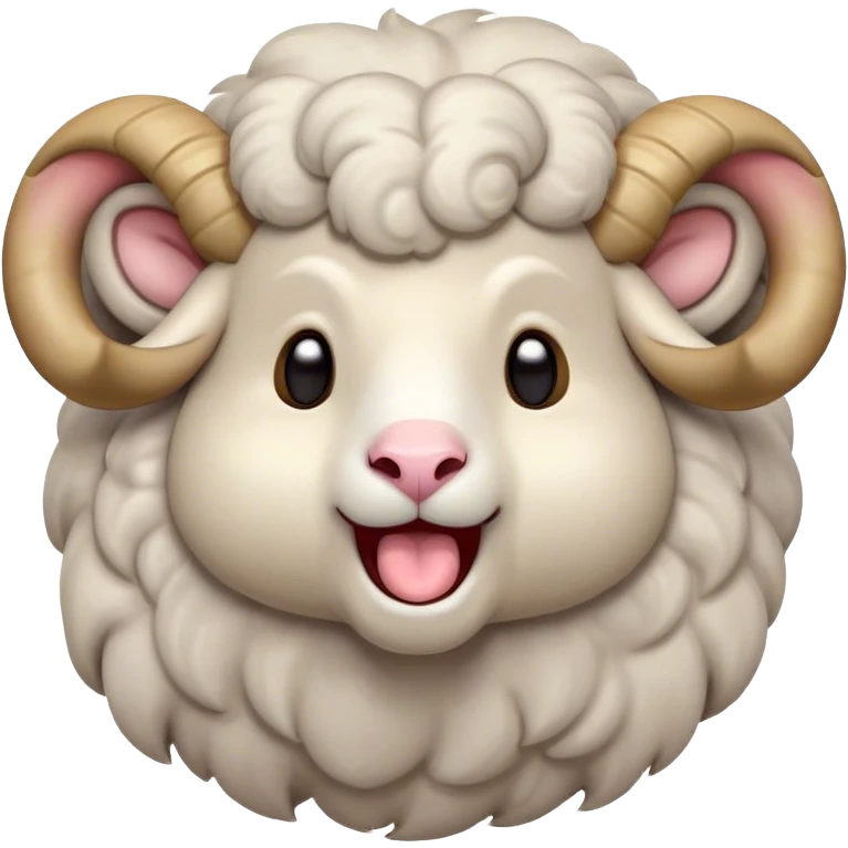 Cinematic Cute Yawning Ram Portrait Emoji, Head tilted slightly with a dramatic, wide-open yawn, showcasing a soft, woolly grey fur with gently drooping horns and ears, round dark eyes barely open in drowsy contentment, Simplified yet irresistibly adorable features, highly detailed, glowing with a soft, cozy glow, high shine, relaxed yet expressive, stylized with a touch of rugged whimsy, bright and endearing, soft glowing outline, capturing the essence of a sleepy yet affectionate ram, so drowsy it feels like it could stretch out of the screen and curl up for a nap! emoji