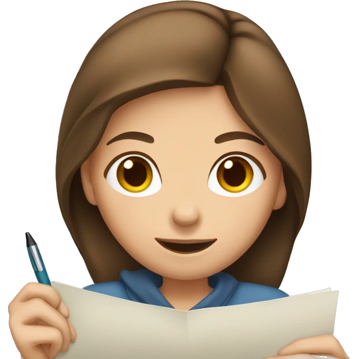 girl with brown hair writing or sending letter  emoji