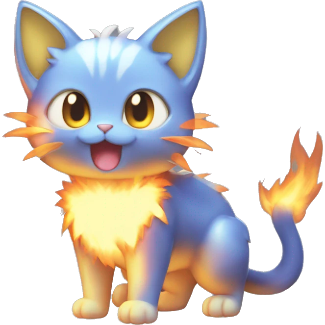 Shiny Fire-type-Fakémon-Cat full body emoji